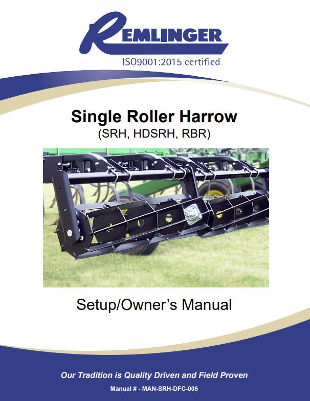 Single Roller Harrow Owners Manual Cover