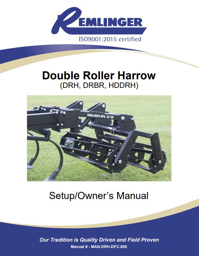 Double Roller Harrow Owners Manual Cover