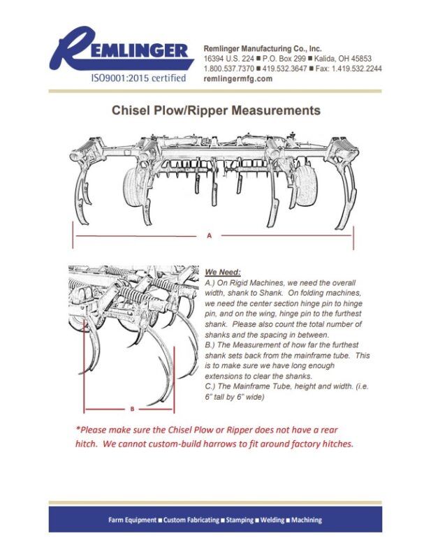 Chisel Plower or Ripper Measurements