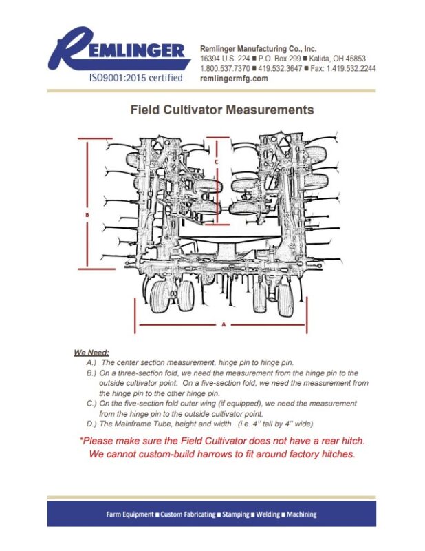 Field Cultivator Measurements
